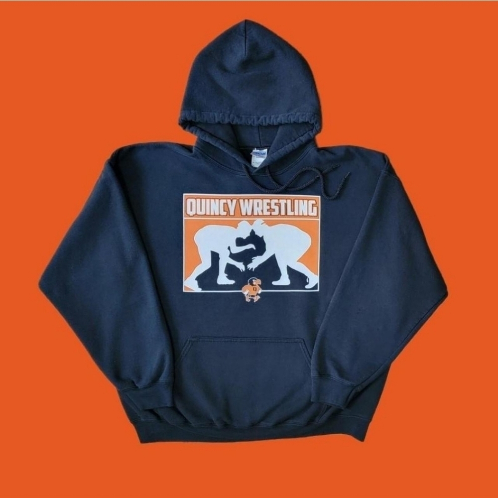 NCAA Quincy Wrestling Mens Size XL VTG University Hoodie